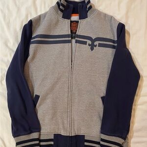 Gray and Navy Zip-Up Jacket